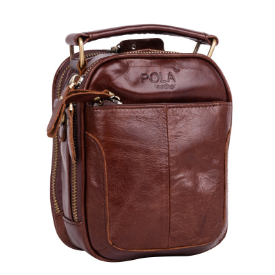 Мужская кожаная сумка 4021 коричневая (Коричневый)